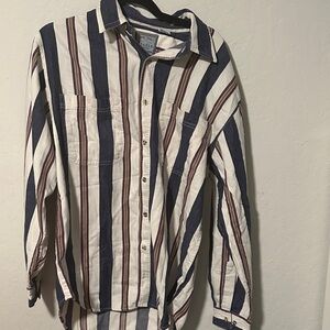 Men's Striped Shirt - Blue and White vintage cotton M Angelo